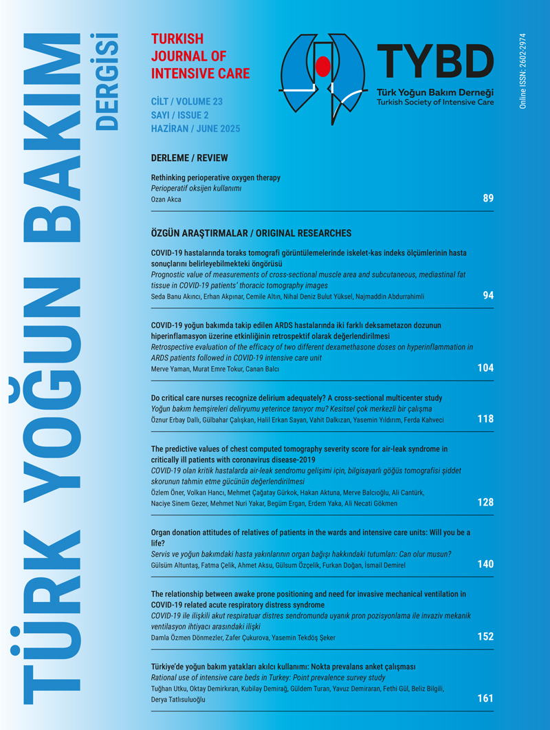 Turkish Journal of Intensive Care 2025, Volume 23, Issue 1 cover