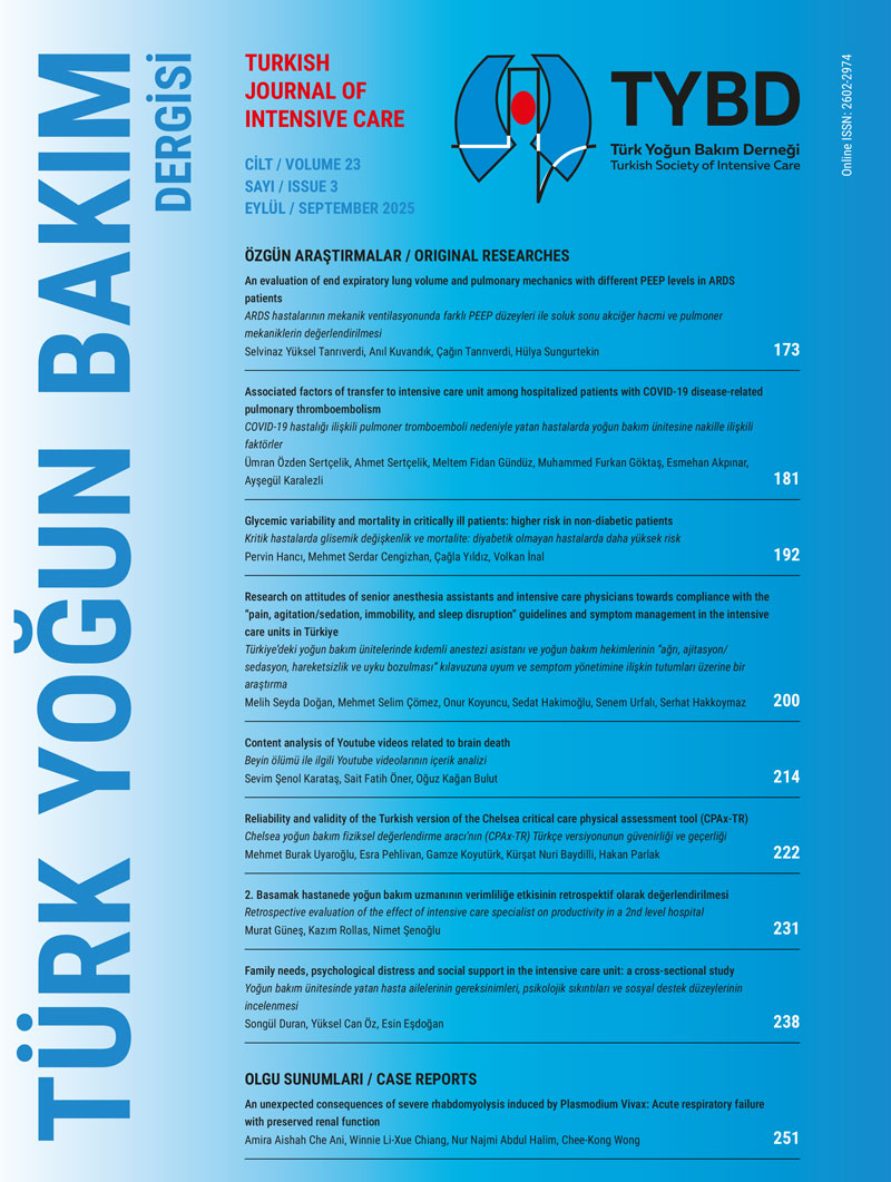 Turkish Journal of Intensive Care 2025, Volume 23, Issue 2 cover